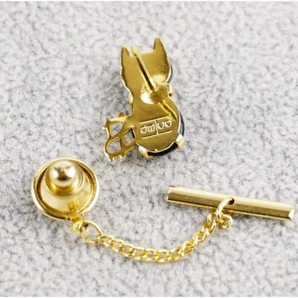 HOB & Co Cat Jelly Belly Cabochon Tie Tack Gray/Black Tiger Eye Like Gold Tone - Picture 4 of 11